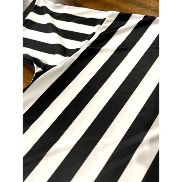 Striped Referee Shirt Black & White V-Neck Short Sleeve 2XL Polyester Athletic W - Picture 3 of 5